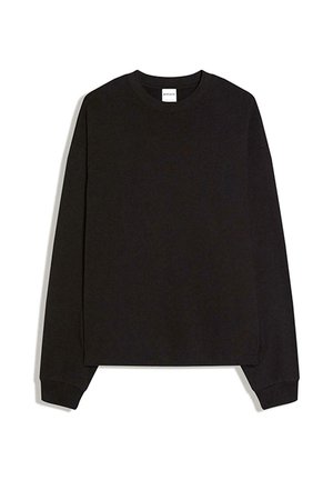 Sort langærmet sweatshirt lavet af blødt bomuld. Har rund hals, ribstrikkede manchetter og en løs pasform med minimalistisk design.