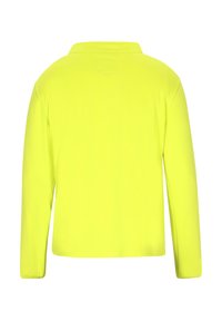 Langærmet polo-shirt i lys neongul, med klassisk krave og glat, let stof med et enkelt design.
