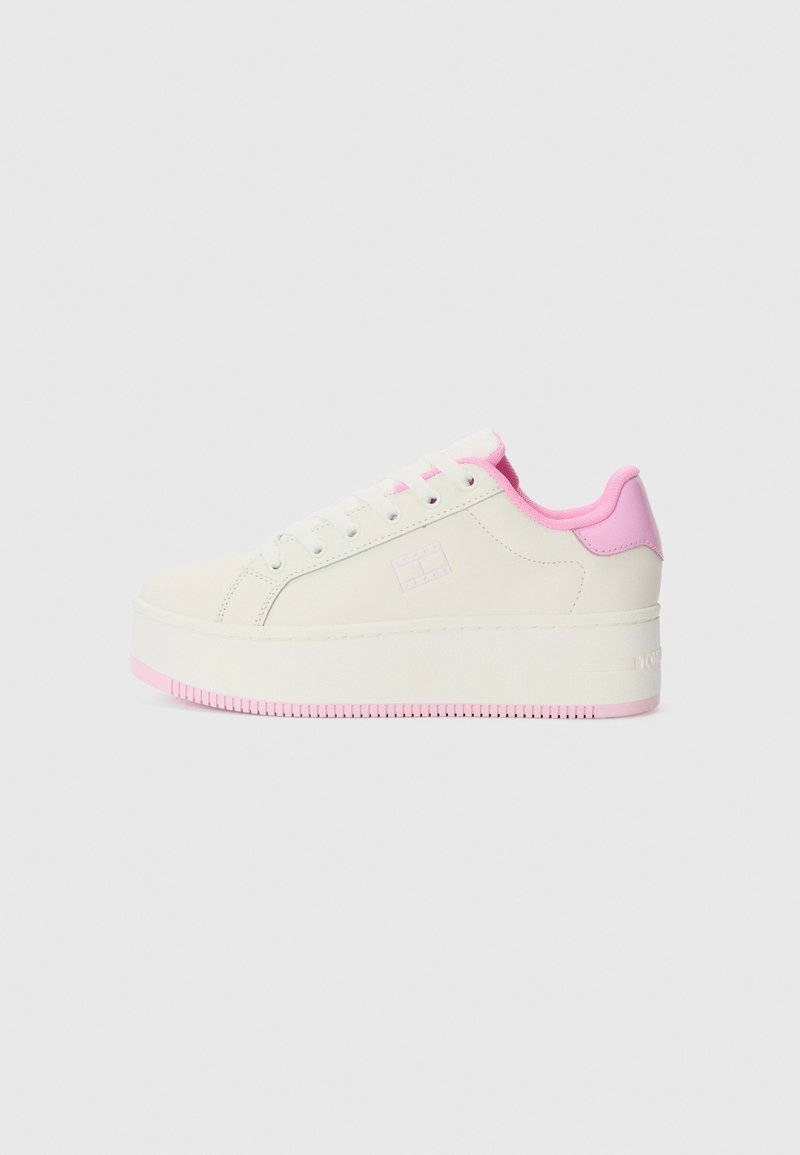 Tommy Jeans FLATFORM - Sneakers low - ecru/carnival pink