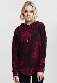 Urban Classics LADIES OVERSIZED CAMO HOODY - Felpa con cappuccio - burgundy camo
