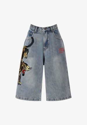 Ed Hardy PANTHER CRAWL - Džínové kraťasy - bleach
