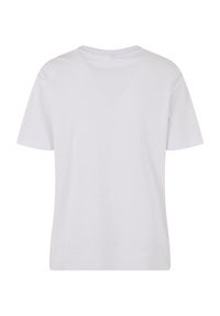 Tricou alb din bumbac cu mâneci scurte, guler rotund și un design simplu. Spatele este neted, fără logo-uri sau motive vizibile.