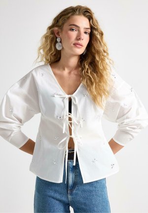 WITH RHINESTONES - Bluse - white