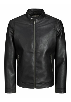 JJEROCKY CLEAN NOOS - Imitatieleren jas - black