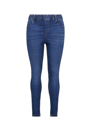Blauwe denim legging met een elastische tailleband, met een slim fit, een gladde textuur en een minimalistisch ontwerp. Geen zichtbare zakken.
