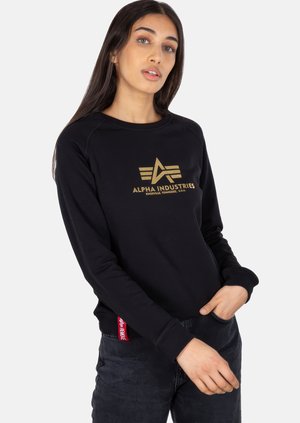 Alpha Industries, NEW BASIC SWEATER WMN FOIL PRINT - Sweatshirt - black/yellow gold
