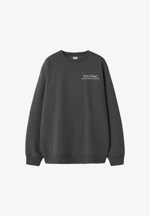 Grijze sweatshirt gemaakt van een katoenmix, met een ronde hals, lange mouwen en bedrukte tekst op de borst met geografische coördinaten.