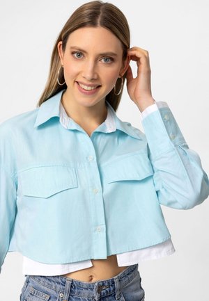 OVERSIZE CROP SHIRT - Hemdbluse - turquoise