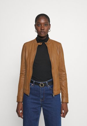 LINA - Leather jacket - cognac