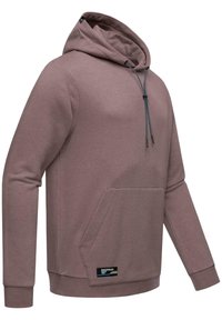 Hoodie in een stofroze kleur, gemaakt van zacht materiaal. Voorzien van een buidelzak, trekkoorden en ribgebreide manchetten. Merkembleem op de zoom.