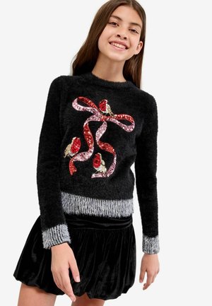 REGULAR FIT - CHRISTMAS CREW NECK  - Maglione - black robin bow