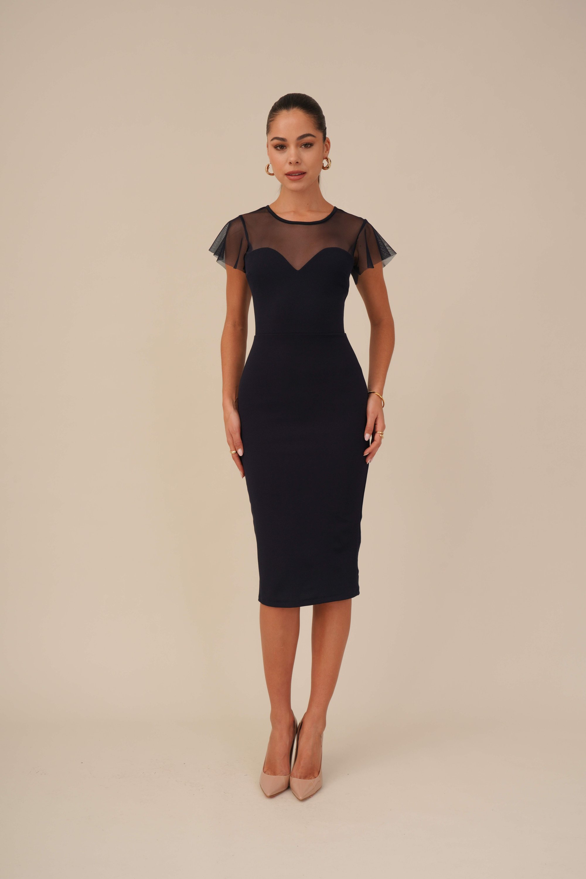 slim fit dress slacks Velvi - Tatum Fitted Maxi Dress - Navy main image 0