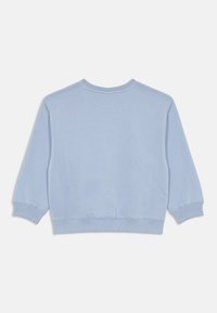 Ανοιχτό μπλε φούτερ με μακρύ μανίκι, στρογγυλή λαιμόκοψη, ραμμένα μανίκια και τελείωμα. Λείος υφασμάτινος τύπος, casual σχέδιο, με άνετη εφαρμογή.