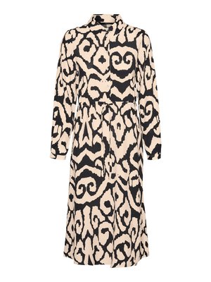Vero Moda VMMARISOL TIE CALF DRESS - Skjortekjole - pearled ivory/black marisol