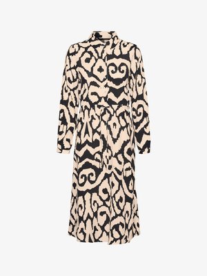 Vero Moda VMMARISOL TIE CALF DRESS - Skjortekjole - pearled ivory/black marisol