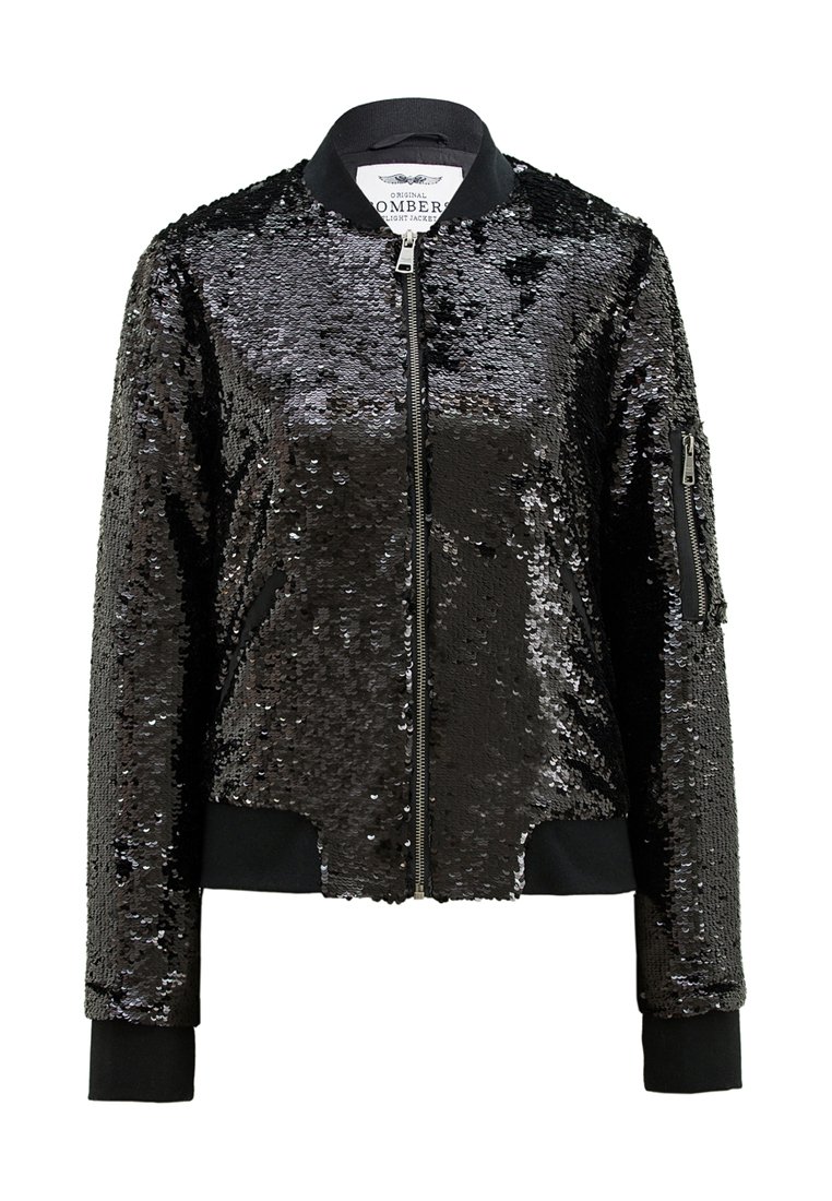 Bomber Femme Paillettes - Blouson Court à Manches Longues Zippé, Style Décontracté Printemps/été, Coupe Ample - 11