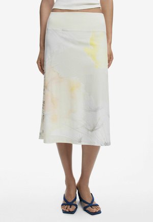 MIDI WITH ELASTIC WAISTBAND - Falda acampanada - white