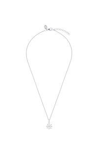 Collana in argento con pendente a fiocco di neve che presenta numerosi cristalli scintillanti. Design semplice con chiusura regolabile.