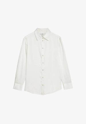 Witte blouse met lange mouwen, een klassieke kraag, een knoopsluiting aan de voorkant en een fijne stofstructuur. Voorzien van knoopmanchetten en een getailleerde pasvorm.