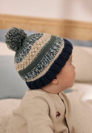 Next, KNITTED BABY HAT WITH POM UNISEX - Huer - mineral stripe