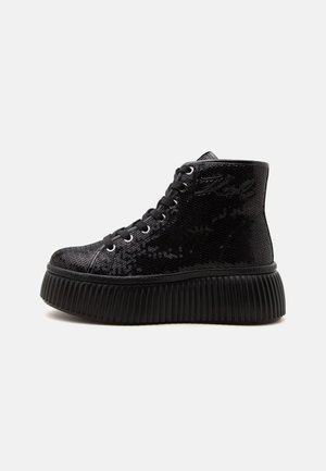 KARL LAGERFELD KREEPER LO SPARKLE MID LACE - Ankelstøvler - black