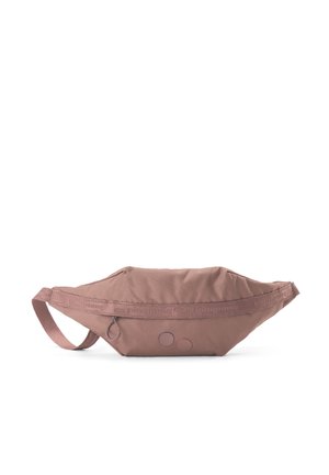 Banane compacte mauve avec sangle réglable, compartiment principal zippé et logo embossé discret sur le panneau avant.