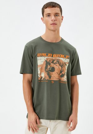 WOLF CREW NECK SHORT SLEEVE - Camiseta estampada - green