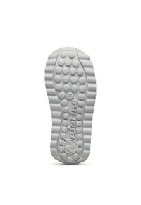 Bílá gumová podrážka boty s kulatými gripy a vyraženým názvem značky "NATURINO" ve středu, velikost 21 uvedena nahoře.