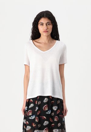 OBJTHEA V NECK - Basic T-shirt - white