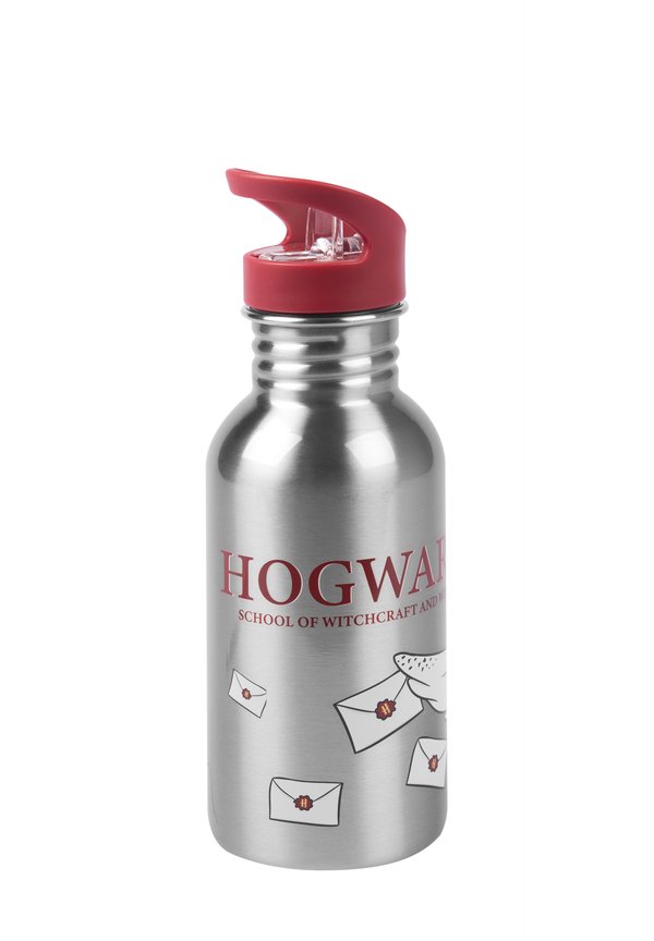 HARRY POTTER – HEDWIG HOGWARTS MIT STROHHALM 500 ML – Trinkflasche – silber