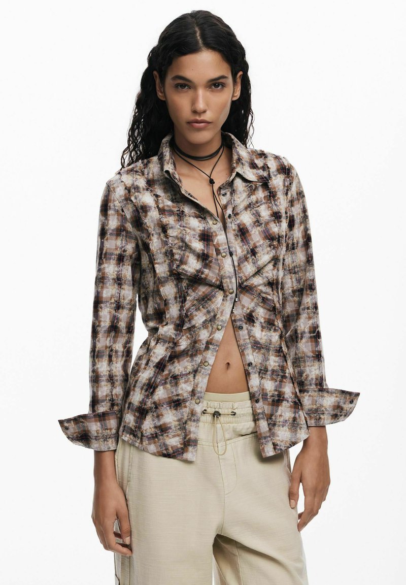 Desigual CHECK TEXTURE - Hemdbluse - brown