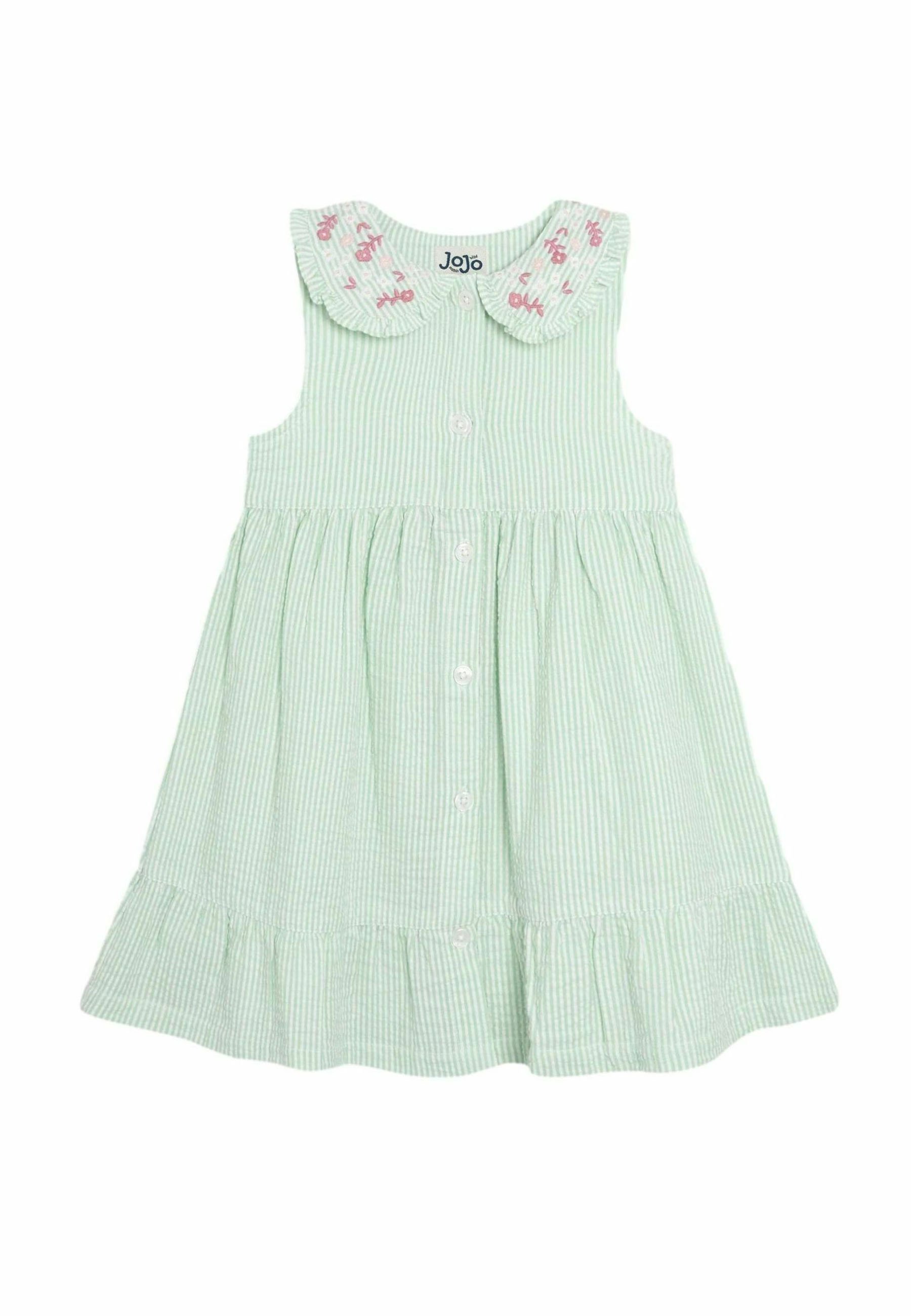 JoJo Maman Bébé Abito a camicia green floral embroidered/verde