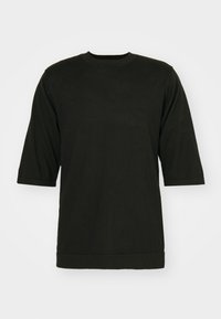KNITID CREW NECK TEE - Pamata T-krekls - sleek black