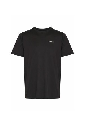 Svart t-skjorte med korte ermer laget av mykt stoff. Har rund hals og en liten hvit "NORTH BEND" logo på framsiden.