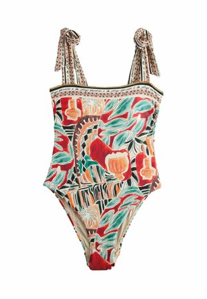 Badeanzug - rust red abstract