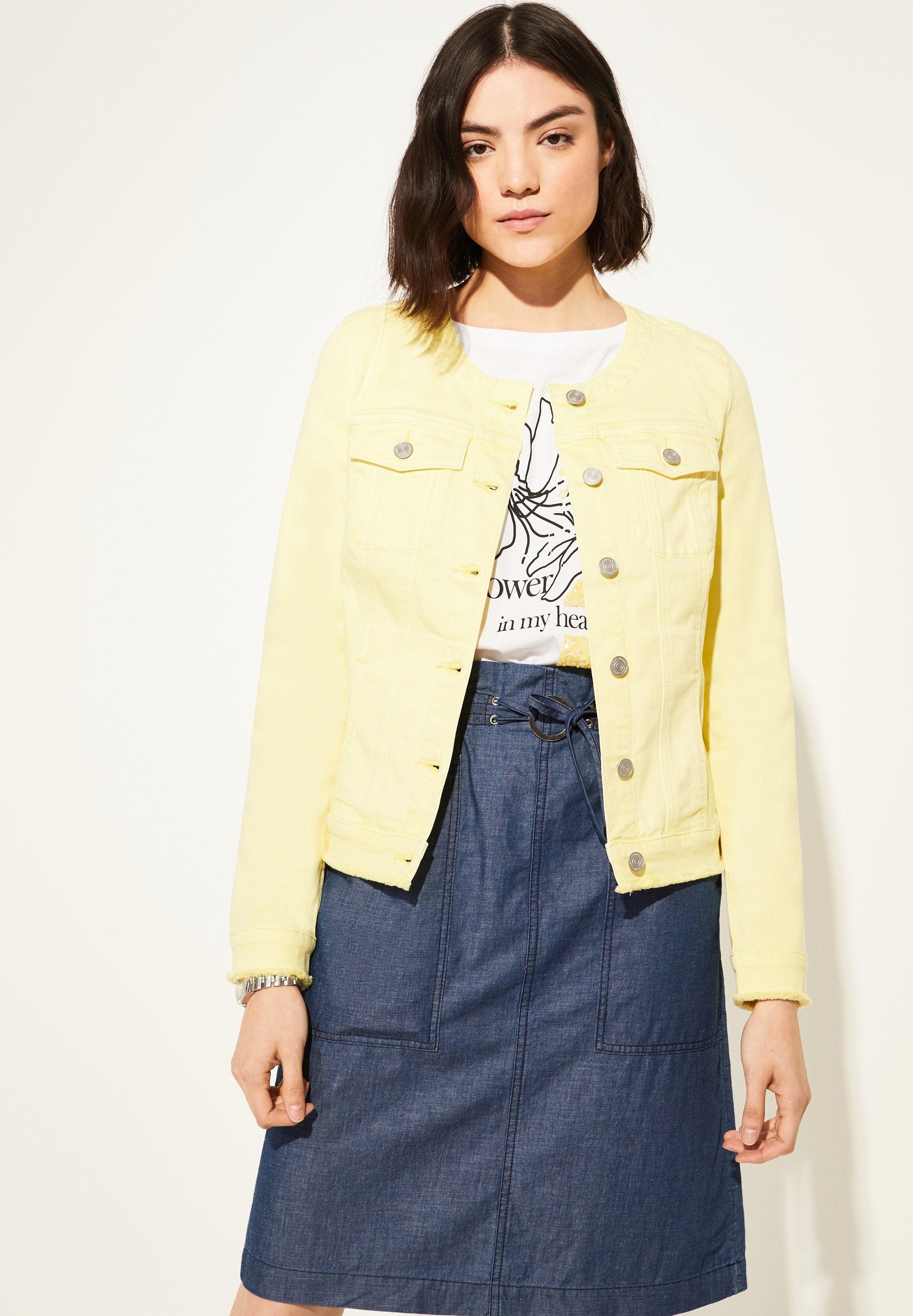 yellow denim jacket womens
