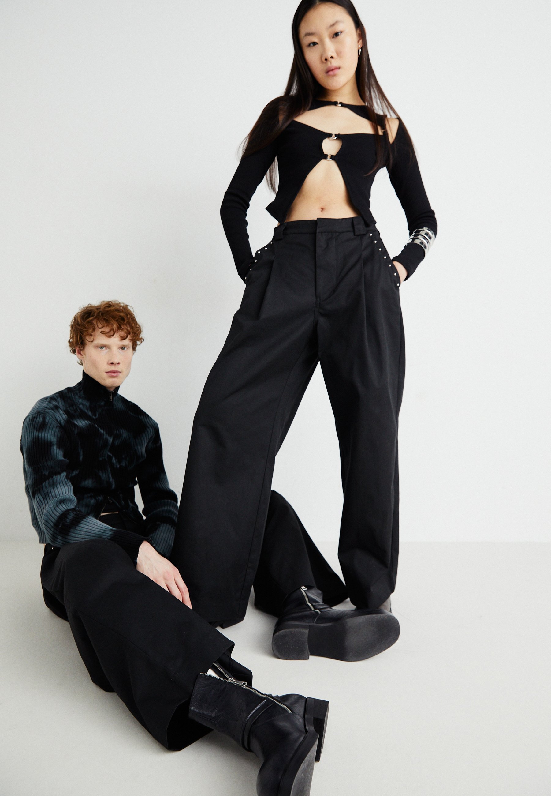 Jaded London STUDDED GOLIATH UNISEX - Stoffhose - black