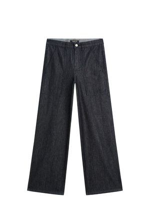 Massimo Dutti WIDE LEG - Straight leg jeans - mottled dark blue