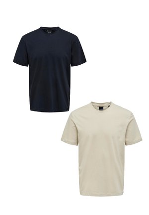 2ER-PACK RUNDHALS KURZARM - T-Shirt basic - dunkelblau beige