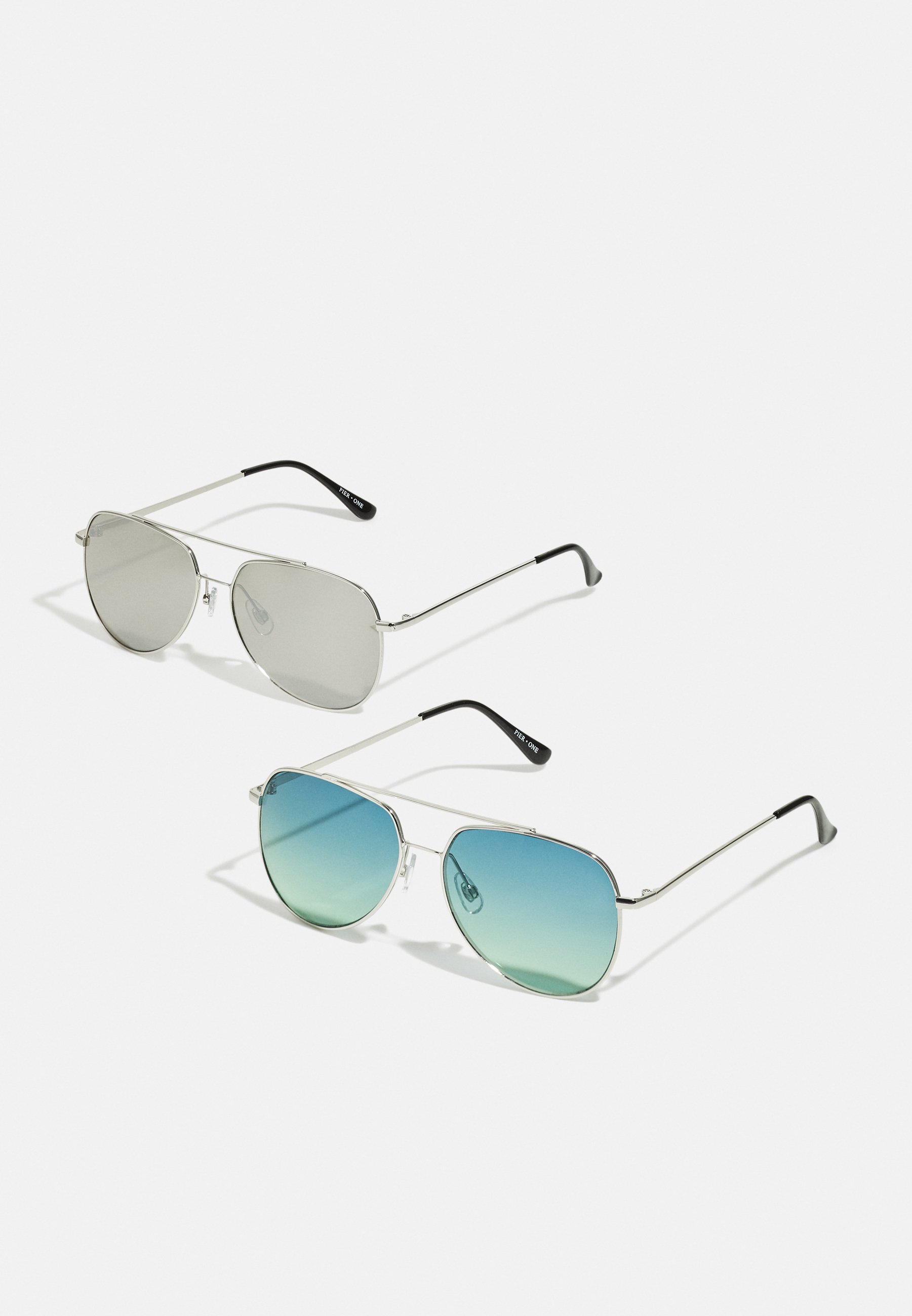 Pier One 2 PACK - Gafas de sol - silver/green/plateado - Zalando.es