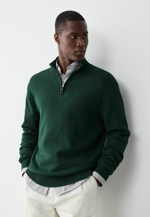 Next, REGULAR FIT - QUARTER ZIP JUMPER - Strickpullover - green