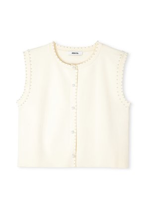 Ipekyol REGULAR FIT WITH FAUX PEARL ACCESSORY - Bodywarmer - ecru