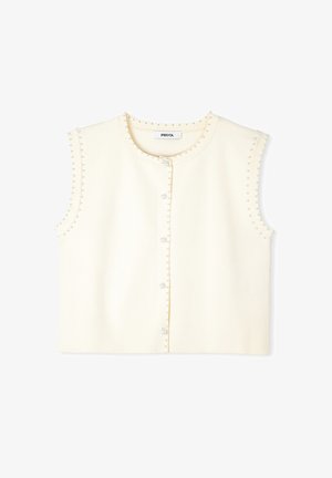 Ipekyol, REGULAR FIT WITH FAUX PEARL ACCESSORY - Veste sans manches - ecru