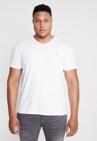 GANT THE ORIGINAL SLIM V NECK  - Trükipildiga T-särk - white