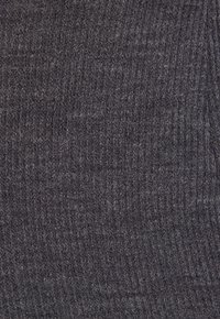 Dark gray ribbed knit fabric with a soft texture, featuring vertical stripes and a slightly heathered appearance.
