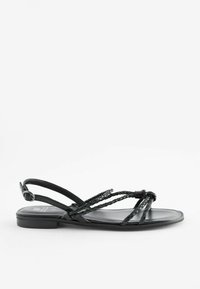Next FOREVER COMFORTÂ® LEATHER FLAT TUBULAR PLAITED SANDALS - Sandalen - black
