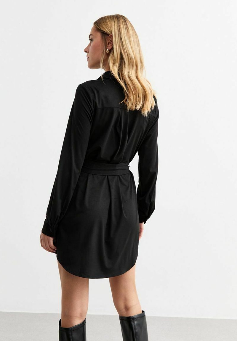 black suede shirt dress New Look FAUX SUEDE MINI - Shirt dress - black