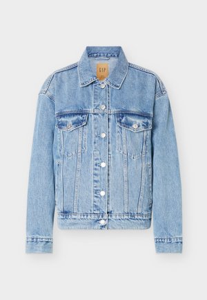 Μακρυμάνικο τζιν μπουφάν σε φωτεινό μπλε χρώμα με κουμπιά μπροστά, δύο τσέπες στο στήθος με καπάκια και κλασικό γιακά.