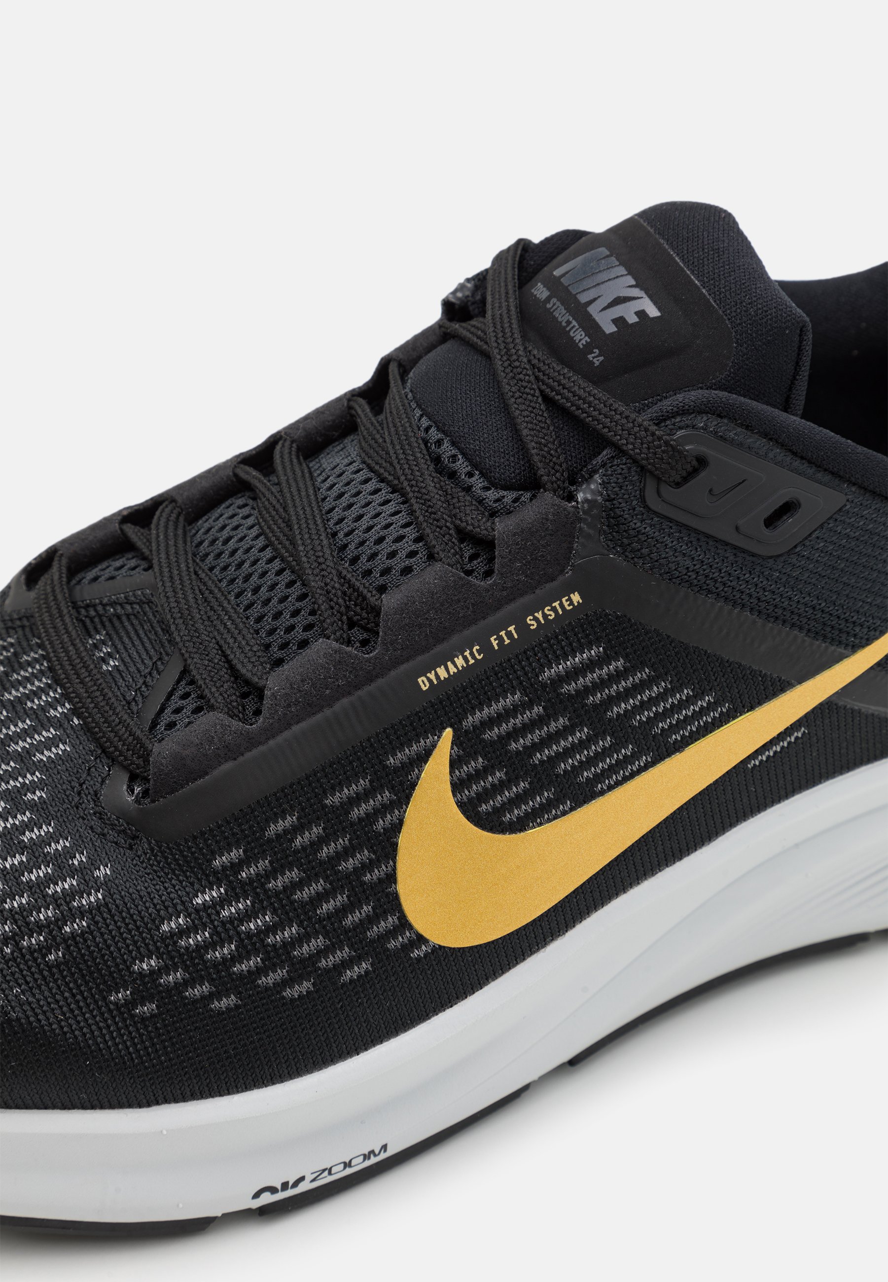 Nike Performance AIR ZOOM STRUCTURE 24 - Laufschuh Stabilität -  black/metallic gold coin/anthracite/photon dust/schwarz - Zalando.de