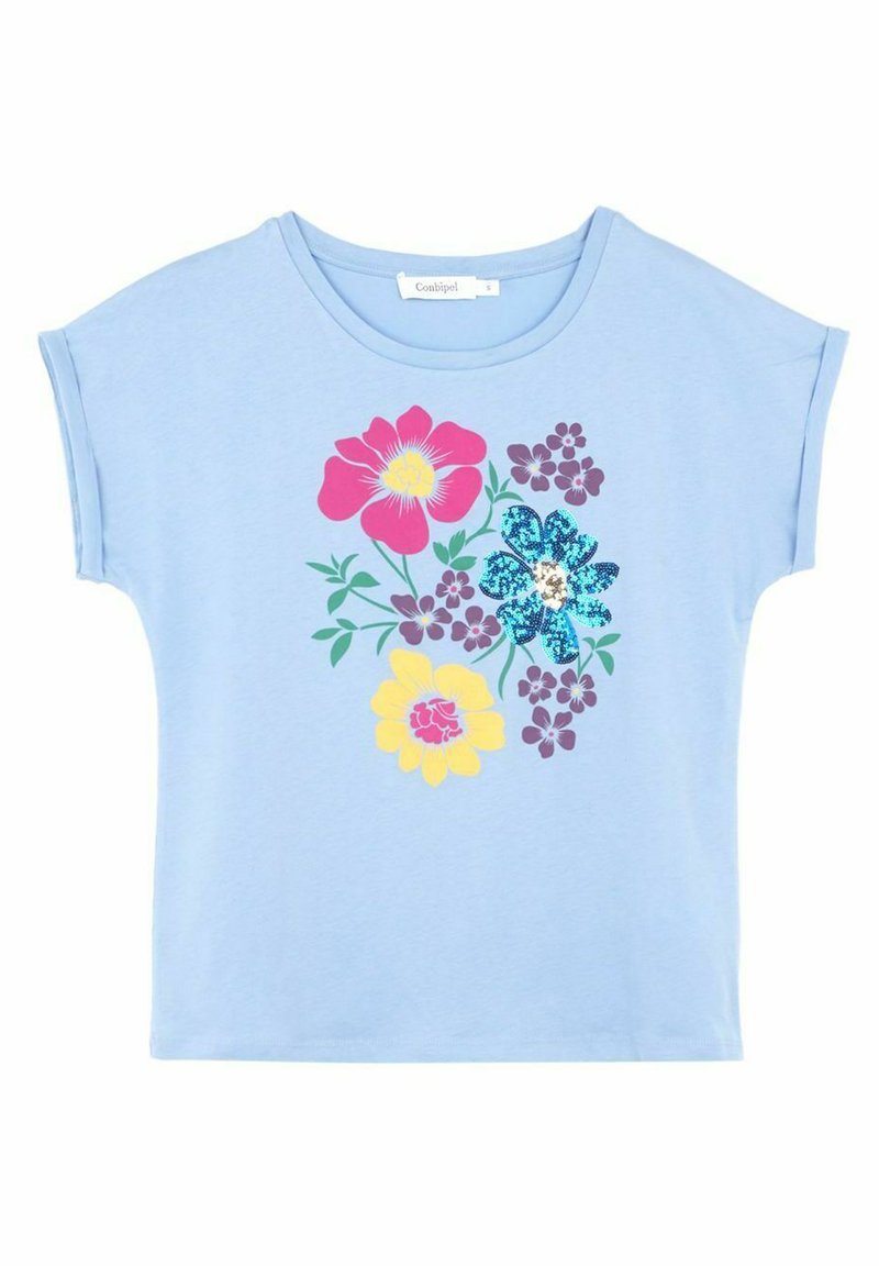 Damen T-Shirts | Conbipel WITH APPLICATION T-Shirt print blue grey/blaugrau - CA14555 Damen T-Shirts | Conbipel WITH APPLICATION T-Shirt print blue grey/blaugrau - CA14555